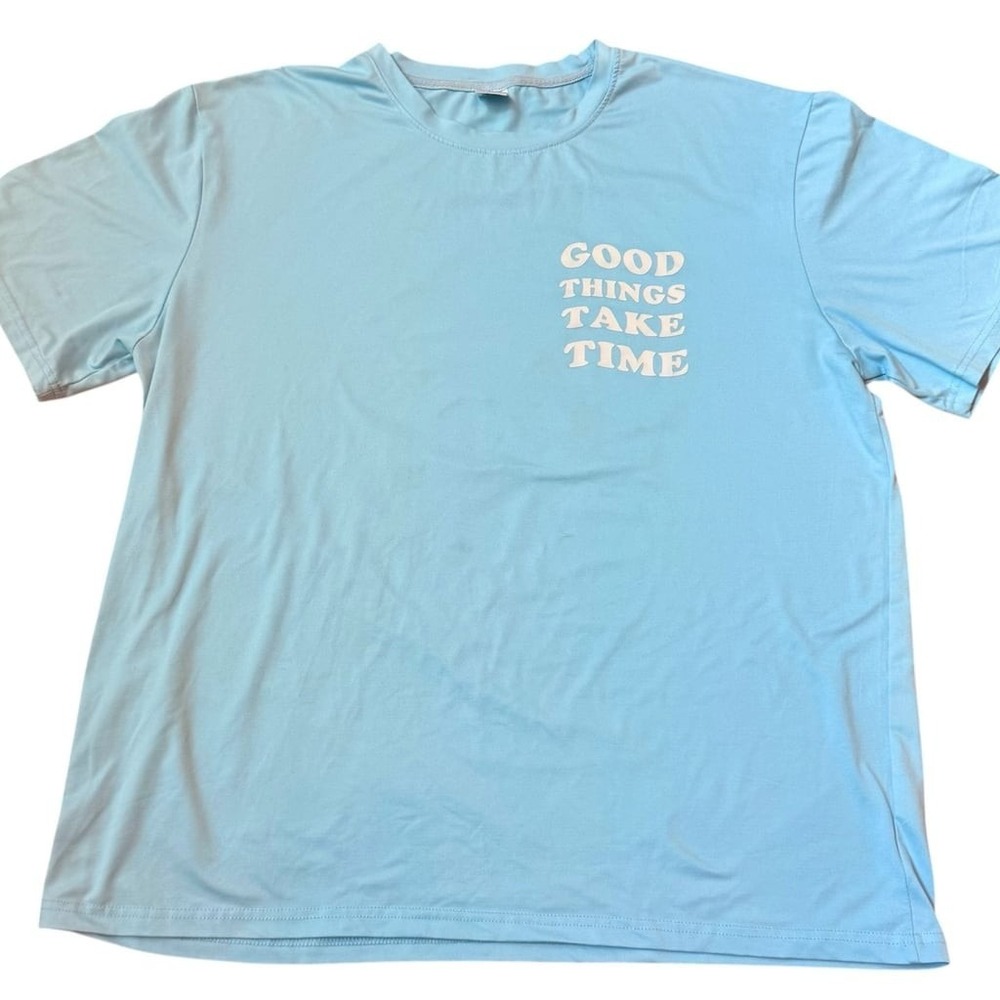 Good Things Take Time Graphic T-Shirt with Floral Back Print XL